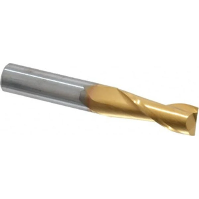 KYOCERA SGS 3/8, 1 LOC, 3/8 Shank Diam, 2-1/2 OAL, 2 Flute, Solid Carbide Square End Mill Single End, TiN Finish, Spi...